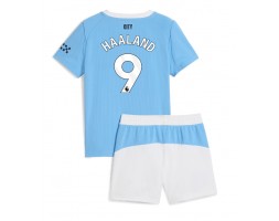 Manchester City Erling Haaland #9 Domáci Detský futbalový dres 2025-26 Krátky Rukáv (+ trenírky)